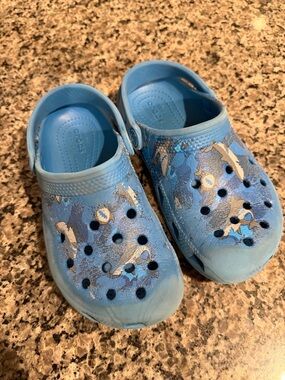 CROCS Kids Blue Shark Clogs Size 13